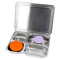 Sauce en silicone écologique réutilisable petit bol à déjeuner conteneur plateau à déjeuner en acier inoxydable assiette à dîner plateau pour cantine