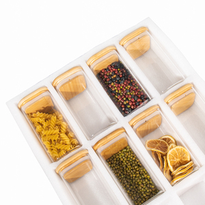 ที่กําหนดเองขนาดใหญ่สไตล์ประเทศครัวอาหารเครื่องเทศสูง Borosilicate อากาศแน่นภาชนะแก้วขวดเก็บพร้อมฝาไม้ไผ่ - Product Image 2