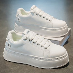 Chaussures décontractées tendance pour hommes 39-44, nouvelles, respirantes, blanches, à semelle épaisse et rehaussée, polyvalentes et à la mode - Product Image 1