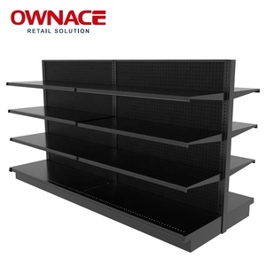 Estantería de góndola para supermercado con paneles traseros, venta al por mayor directa de fábrica de acero de China, de un solo lado - Product Image 1
