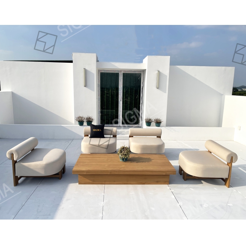 Luxury Outdoor Garden Patio Furniture Modern hotel Teak Wood Lounge Sofa Set High quality Sectional garden Sofa