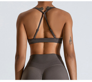 LOGO personnalisé soutien-gorge à bretelles réglables pour femme taille haute Scrunch Butt Leggings 2 pièces Gym sans couture Yoga ensemble - Product Image 2
