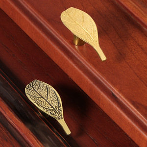 Gagang Pintu Kuningan Motif Daun Vintage, Gagang Kabinet, Pengait Dekorasi Rumah - Product Image 3