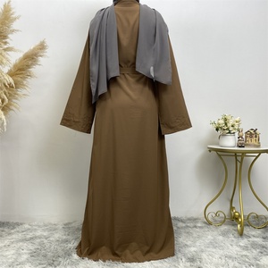 1738# High Quality Loose Long Sleeves With Pearls Front Pockets Cardigan Muslim Islamic Dubai Abaya - Product Image 5