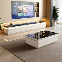 Moderne Luxus Glasplatte Massivholz TV-Ständer und quadratische Couch tisch Set Multifunktion für Home Living Room Furniture Design