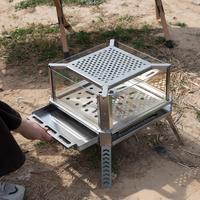 Poêle à bois pliable portable en acier inoxydable pour le chauffage et la cuisson en extérieur