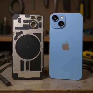 Carcasa Trasera con Soporte Metálico y Lente para iPhone 14 Azul - Product Image 3