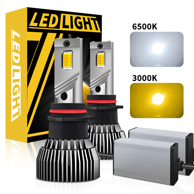Super Bright 120W Dual Color LED Fog Lights 6500K 3000K Double Copper Tube 12V 24V Truck Car Headlamp Bulbs Psx26w H4 H7 H11