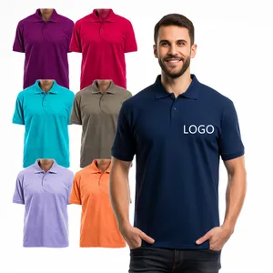 Camisa do polo do gola e do punho da marca de logotipo personalizada diferentes cores