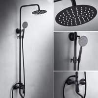 Colonne de douche moderne monocommande chromée en céramique avec barre coulissante noire en acier inoxydable, mitigeur chaud/froid pour salle de bain
