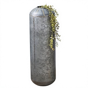 Vase à fleur galvanisé de qualité supérieure de couleur grise pour la décoration de villa et de maison Décoration de jardin Pot de plan de fleur G - Product Image 1