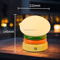 Cadeau créatif Veilleuse à hamburger LED rechargeable par USB Lampe de chevet 3 couleurs à gradation tactile pour chambre d'enfant