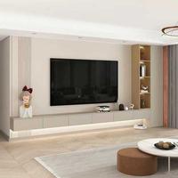 Table basse moderne avec plateau en marbre de luxe et structure en acier à forte capacité de charge, meuble TV inclus