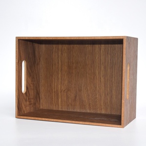 Antiker hölzerner Aufbewahrungskisten-Rechteck-Desktop-Organizer im japanischen Stil für Stoffbuch-Kleinigkeiten mit geschnitztem Griff - Product Image 1