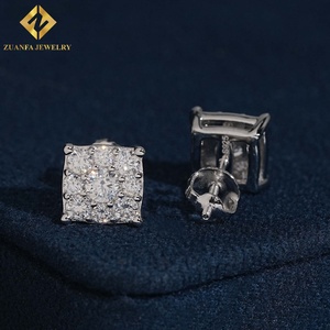 Boucles d'oreilles clous carrées en moissanite scintillante, à prix de gros, avec fermoir à vis, bijoux unisexes hip-hop streetwear - Product Image 6
