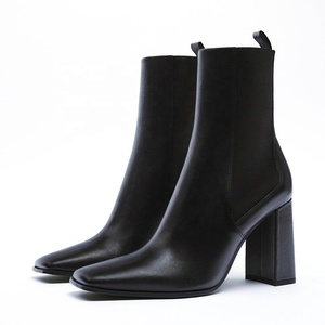 בתוספת גודל חדש סגנון שחור עור מפוצל גבוהה העקב מחודד הבוהן שמנמן דק העקב קרסול מגפי נשים - Product Image 3