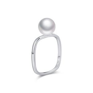 S925 Sterling <b>Silver</b> Irregular Hollow Band <b>Ring</b> With Single White Pearl Minimalist Stackable Finger Jewelry Gift For Women Daily - Product Image 1