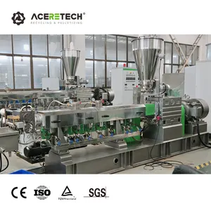 Tùy chỉnh ATE chất thải nhựa ABS/như/PC với sợi thủy tinh kép tái chế đôi vít đùn granulator giá máy