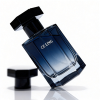 Flacon de parfum cylindrique hexagonal de luxe 50 ml 100 ml en verre avec couvercle, vaporisateur et emballage cadeau personnalisé haut de gamme
