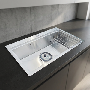 Modern 304 Stainless Steel Single Bowl <b>Kitchen</b> <b>Sink</b> Commercial Handmade Deep <b>Kitchen</b> Basin Anti Scratch Nano Coating <b>Sink</b> - Product Image 1