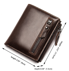 Nuovo arrivo portafoglio da uomo in vera pelle con blocco RFID resistente con chiusura a bottone corto con cerniera portamonete da <span class=keywords><strong>donna</strong></span> - Product Image 2