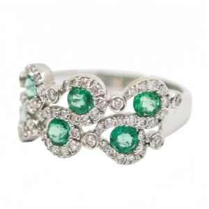 UM jewelry 18k green gemstone lab-grown <b>diamond</b> <b>ring</b>, unisex daily wear, wedding anniversary gift - Product Image 3