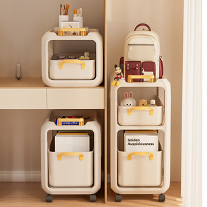 Portable Storage Cart 3 Tier With Wheels Book Organizer For Home Use Easy Cleaning - Product Image 2