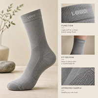 Chaussettes de compression sportives gris foncé à compression graduée pour mollets, avec tableau de mesure, manchette plus large et tricot à bout plat
