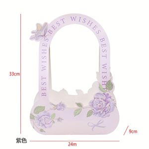 Boîte à fleurs portable à motif papillon en gros, boîte cadeau pour bouquet, fournitures d'emballage pour fleuristes - Product Image 5