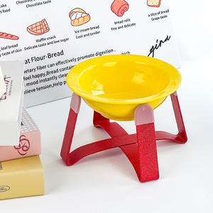 Creative Minimalist UFO-shaped Ceramic Food &amp; Water Bowl Cat &amp; <strong>Dog</strong> Pet Bowls &amp; Feeders <strong>with</strong> Short Iron Stand for Cats and <strong>Dogs</strong> - Product Image 4