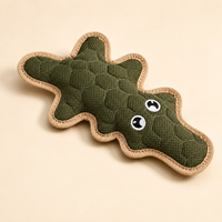 Jouet pour chien en peluche couineur avec surface texturée 3D, styles os et crocodile