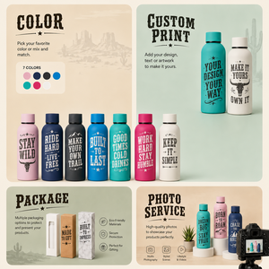 Colorful Stainless Steel Vacuum Insulated Water <b>Bottle</b> with Custom Art Font Design for Camping Promotion & Wholesale - Product Image 6