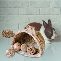Cabane en herbe avec ouvertures, maison en herbe, maison en herbe pour cobayes, écureuils, chinchillas, lapins, petits animaux