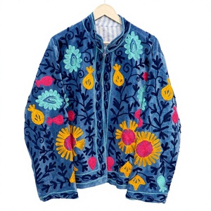 Luxury Cotton Velvet Embroidery Floral Pattern Eco-Friendly <b>Jacket</b> for Women Party & <b>Wedding</b> Wear - Product Image 1