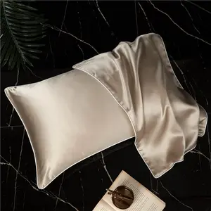 Krem zarf tarzı ipek yastık örtüsü özel 100% saf dut ipek yastık kılıfı ev yatak için 48x74cm Logo ek destekler