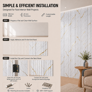 MORLENX Weißgold-Ader WPC Geriffelte Wasserfeste Wandpaneele Moderne Innenwandverkleidung für TV-Hintergrundwand Hotel Haushalt - Product Image 6