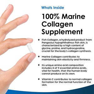 Marine <span class=keywords><strong>Collagen</strong></span> Supplement Hydrolysiertes Kollagen peptid Haar Haut Nagel 60 Kapseln Fisch kollagen Kapseln - Product Image 2