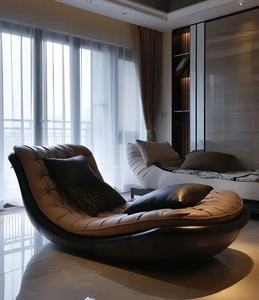 Sillón Reclinable Individual de Cuero Estilo Retro Moderno, Sofá Chaise Longue para Dormitorio, Silla de Lectura para Sala de Estar y Comedor - Product Image 3