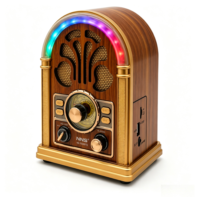 Desktop Retro Radio RGB Light Mp3 Radio Rechargeable Dc Radio NS-7229BT