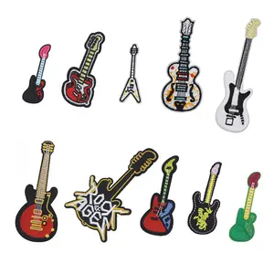 Türük wintop sıcak satış düşük adedi müzik tema gitar demir giysi için nakış yama üzerinde konfeksiyon