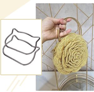 Uxcell Pcs Metal Purse Handle <b>Cat</b> Head Handbag <b>Ring</b> Buckle Bag Handle Replacement For DIY Handmade Woven Bag Luggage Hardware Ac - Product Image 5