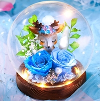 Roses réelles préservées, boule de fleurs immortelles, décoration pour Noël, la Saint-Valentin, fleurs éternelles préservées, idée cadeau en verre