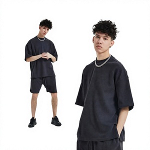 Camiseta de Punto de Manga Corta para Hombre, Corte Regular, Color Sólido, Cuello Alto, Formal, Transpirable, Tejido Waffle, Poliéster/Algodón - Product Image 1