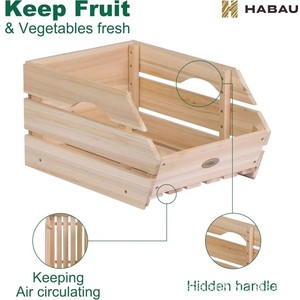 Cestas de madera para almacenamiento, cajas de madera para frutas y verduras de cocina, decoraciones para encimeras, cajas de madera apilables, para patatas y cebollas - Product Image 5