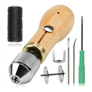 Máquina de coser a mano de cuero, máquina de coser a mano DIY, herramienta de costura para tallado de cuero, hilo de cera de cuero, aguja de cono de lona - Product Image 1