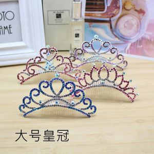 Large Crown Colorful Rhinestone Hair <b>Clip</b> For Girls Princess Birthday Party Accessory 27cm Size Mixed Colors - Product Image 1