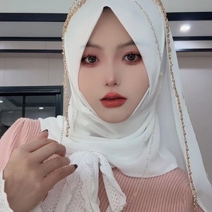 Hijab Muçulmano com Decoração Metálica para Mulheres, Estilo da Arábia Saudita e Dubai, Lenço Islâmico para Uso Diário, Lenço Turco - Product Image 3