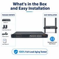 Switch Gigabit Terkelola untuk Rak Industri 16 Port L2 Ethernet Switch 2 SFP 1U 19 Inch Tanpa Kipas 10/100/1000Mbps
