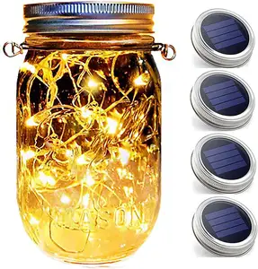 Waterproof Led Solar Glass Bottle Lid Night Lamps Fairy Copper Wire String Lights Outdoor Hanging Mason Jar Light