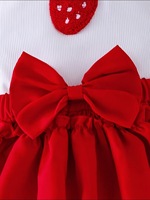 Nouvel ensemble d'été pour bébé fille : haut sans manches à col licou motif fraise + jupe tutu plissée avec nœud + bandeau + chaussettes